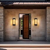 economico applique da esterno-applique in cristallo illuminazione per esterni ip65 con paralume in vetro trasparente a bolle per portico e garage led 6w bianco caldo sabbia finitura nera 110-240v