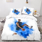 cheap Duvet Cover Sets-3Pcs/2Pcs Basketball Print Duvet Cover Set Bedding Sets Comforter Cover with Soft Lightweight Microfiber