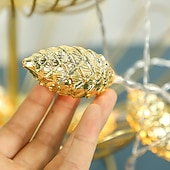 abordables Luces de cadena de fiesta-Luz de cuerda de alambre de cobre 2M 10LEDS lámpara de piña agujas de pino guirnalda de hadas de jardín lámparas de decoración para las fiestas