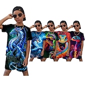 cheap Boy&#039;s 3D Animals-Boys 3D Graphic Animal Dragon T-shirt &amp; Shorts T-shirt Set Clothing Set Short Sleeve 3D prints Summer Spring Active Sports Fashion Kids 3-13 Years Outdoor Vacation Street Regular Fit