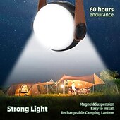 cheap Landscape Lights-Elf Ball Camping Light Outdoor Atmosphere Camping Tent Light Fast Charging LED Ball Bubble SOS Rescue Light with Bracket