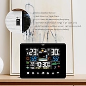 abordables Radios y relojes-Pantalla digital despertador estación meteorológica sensor de temperatura con termómetro electrónico barómetro meteorológico sensor de pronóstico