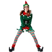 billiga Vuxna juldräkter-jultomten Alf Mrs.Claus Kläder Julhatt Fin julklänning Dam Jul Karnival julafton Jul Vuxna Fest Jul Kappa Byxor Handskar Skärp Benvärmare