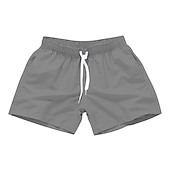 billiga Herrarnas simshorts-Herr Boardshorts Badshorts Snörning Med fickor Solid färg Vattentät UV Solskydd Simbassäng Hawaiisk Ledig / Sportig Svart Vit Microelastisk