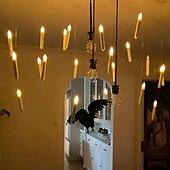 お買い得  ハロウィン室内-6 個 LED ハロウィンキャンドルライトちらつき炎付き単三電池電源ランプ用ハロウィンキャンドルテーパーキャンドルフローティングパーティー照明