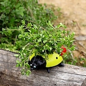 preiswerte Gartenskulpturen &amp; Statuen-Harz-Marienkäfer-Blumentöpfe-Dekor, Marienkäfer-Blumenpflanzgefäße, Marienkäfer-Blumenvase, Marienkäfer-Pflanzgefäß-Dekor, Marienkäfer-Dekor für draußen, Garten, Hof, Rasendekoration