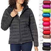 billiga Puffers &amp; Parka-dam pufferjacka med hoodie jacka vandring dunjacka vinter utomhus termisk varm packbar vattentät vindtät jacka topp full längd synlig dragkedja fiske camping / vandring / grottvandring