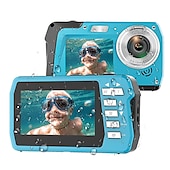 cheap Camera &amp; Photo-4K30FPS Waterproof Camera 56MP Underwater Cameras UHD Video Recorder Selfie IPS Dual Screens(3/2) 10FT Waterproof Digital Camera for Snorkeling on Vacation 1700mAh