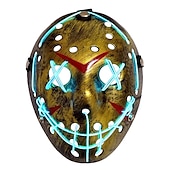 お買い得  アイデア商品-LEDライトアップパージマスクジェイソンマスク怖いマスクグローハロウィーンマスク子供用 &amp; 大人用3点滅モード