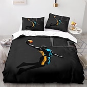 cheap Duvet Cover Sets-3Pcs/2Pcs Basketball Print Duvet Cover Set Bedding Sets Comforter Cover with Soft Lightweight Microfiber