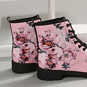 ieftine Bocanci de lupta-cizme de luptă roz florale de damă - elegante și confortabile pentru ieșirile casual și purtarea de zi cu zi
