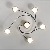 cheap Dimmable Ceiling Lights-Modern Semi Flush Mount Ceiling Light Circular Acrylic 4/6 Heads LED Ceiling Lamp Nordic Grey Sputnik Light Fixture with Wood Decoration for Living Room Dining Room Bedroom 110-240V