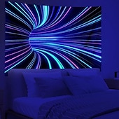 זול שטיחי קיר של Blacklight-blacklight שטיח uv תגובתי זוהר בחושך מסיבת ניאון תלת מימד מערבולת פסיכדלי טריפי ערפילי תלוי שטיח קיר אמנות קיר ציור קיר לחדר שינה בסלון