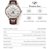 cheap Mechanical Watches-Mechanical Watch for Men Business Luxury Analog Wristwatch CalendarAutomatic Self-winding Moon Phase Waterproof Noctilucent Genuine Leather Watch Gift