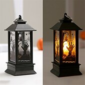 お買い得  ハロウィンライト-ハロウィンカボチャランタンとゴーストフェスティバルポータブル風ランプシミュレーションと創造性燭台LEDランプ装飾電子キャンドルランプ小道具