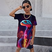 cheap Boy&#039;s 3D Animals-Boys 3D Graphic Animal Dragon T-shirt &amp; Shorts T-shirt Set Clothing Set Short Sleeve 3D prints Summer Spring Active Sports Fashion Kids 3-13 Years Outdoor Vacation Street Regular Fit