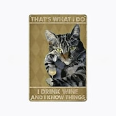 abordables signe d&#039;étain en métal-1pc rétro métal étain signe chat vin étain signe vintage cuisine signes décoration murale, peinture tenture murale pour la décoration murale art métal étain signe 20x30cm/8&#039;&#039;x12&#039;&#039;