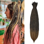 cheap Crochet Hair-36 Blonde Dreadlocks Extension Soft Handmade Synthetic Crochet Hair Super Long 0.6cm Dread Extensions Reggae Style for Women