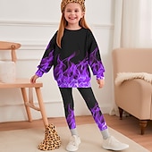 billige Jentas 3D-visjon og skinne-Jente 3D Grafisk Gradient Ramp Sweatshirt &amp; Joggebuksesett Langermet 3D-utskrift Høst Vinter Aktiv Mote Daglig Barn 3-12 år utendørs Feriereise Stevnemøte Normal