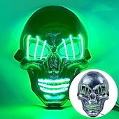 cheap Novelties-halloween ghost head white silver skull light mask led ghost head horror atmosphere mask