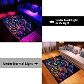 preiswerte Blacklight Teppiche-Fantasy-Pilz-Schwarzlicht-Teppich, Bodenmatte, UV-reaktiver, im Dunkeln leuchtender Teppich, großer rutschfester Teppich für Raumdekoration
