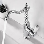 お買い得  回転可能-水栓 - シングルハンドルつの穴 電気メッキ 標準スパウト センターセット レトリ／ヴィンテージ / ミニマリスト Kitchen Taps