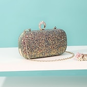 cheap Clutches &amp; Evening Bags-Women&#039;s Clutch Evening Bag Wristlet Clutch Bags PU Leather Party Bridal Shower Holiday Rhinestone Large Capacity Lightweight Durable Solid Color Small white Small black Small blue