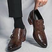 preiswerte Formell-Herrenschuhe aus geprägtem Vintage-Leder mit Doppelschnalle - formelle Abendschuhe für Hochzeiten und besondere Anlässe