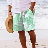 cheap Tropical Plants &amp; Flowers-Men&#039;s Graphic Leaf Flower / Floral Summer Shorts Beach Shorts Baggy Shorts Mid Waist Streetwear Hawaiian Designer Casual Daily Holiday Elastic Waist Drawstring Designer Clothing Apparel