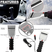 お買い得  車用クリーニング用品-加熱された車の冬フロントガラス電気雪とノンスクラッチアイススクレーパー12ボルト氷を溶かすための加熱された雪スクレーパー