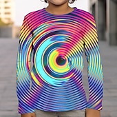 billiga Pojkens 3D Vision &amp; Geometri-pojkar 3D-grafik optisk illusion t-shirt långärmad 3D-tryck sommar vår höst sport mode streetwear polyester barn 4-12 år utomhus casual daglig normal passform