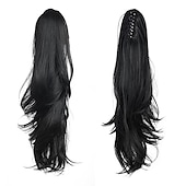 abordables Queue-de-cheval-Extension de queue de cheval griffe pour les femmes morceau de cheveux bouclés 24 extensions de cheveux de queue de cheval synthétique très longue &amp; volumineux bouclé ondulé résistant à la chaleur