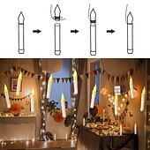 お買い得  ハロウィン室内-6 個 LED ハロウィンキャンドルライトちらつき炎付き単三電池電源ランプ用ハロウィンキャンドルテーパーキャンドルフローティングパーティー照明