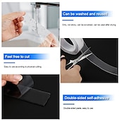 baratos Utensílios para o Lar-1 rolo de 5 m 2/3/5 cm de largura transparente fita dupla face nano fita autoadesiva sem vestígios fita reutilizável cola adesivo para carro cozinha banheiro