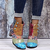 levne Kotníkové boty-Dámské Boty Cikánský Větší velikosti Párty Venkovní Kancelář Květinový Geometrický Kotníkové boty Booties Korálky Kačenka Oblá špička Vinobraní Chůze PU Zip Hnědá Duhová