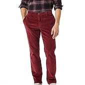 abordables pantalons décontractés-Homme Pantalon en velours côtelé Pantalons Pantalon décontracté Avec Poches Jambe Droite Couleur Unie Confort Chaud Quotidien Fête Sortir Sports Mode Marron Sapin Noir Micro-Élastique