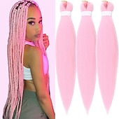 cheap Crochet Hair-Ginger Golden Ombre Braiding Hair Pre Stretched Kanekalon Braiding Hair Box Braids Human Hair Extensions 26 inch