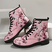 ieftine Bocanci de lupta-cizme de luptă roz florale de damă - elegante și confortabile pentru ieșirile casual și purtarea de zi cu zi