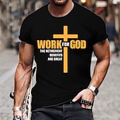 cheap Men&#039;s Graphic T Shirt-Men&#039;s Letter Graphic Prints T Shirt Casual Style 100% Cotton Short Sleeve Graphic Shirt Wine Black White Comfortable Tee Outdoor Street Fashion Designer Clothing