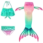 olcso Lányok jelmezei-Sellő Ariel Mermaid Tails Fürdőruha Bikini Hableány Szabadság for Lány Gyermek Álarcos mulatság