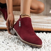 ieftine Botine-Pentru femei Cizme Pantofi de piele intoarsa Mărime Plus Size Cizme cu toc În aer liber Muncă Zilnic Culoare solidă Ghete Botine Iarnă Blocați călcâiul Toc Jos Vârf rotund Epocă Modă Casual PU Fermoar