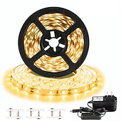 זול תקע רצועת אורות-5 מטר 2x5M סרטי תאורת LED גמישים ערכות תאורה 300-600 נוריות 2,835 SMD 8 מ&quot;מ 1 תושבת הרכבה 1set לבן חם סגול רצועת אורות LED חג ליל כל הקדושים נדבק לבד 12 V