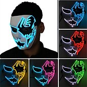 cheap Novelties-Neon Light LED Mask LED Halloween Scary Mask Cosplay Party Masque Masquerade Masks Halloween Costume Carnival Glow Party Props