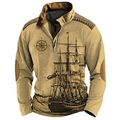 economico Felpe 3D da uomo-Per uomo Navy Felpe Felpa Felpa con zip Maglione Manica lunga Felpa Chiusura lampo quarto Giornaliero Classico Informale Stampa 3D Per eventi Per uscire Abbigliamento di strada Stampa Primavera