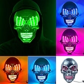 cheap Novelties-halloween ghost head white silver skull light mask led ghost head horror atmosphere mask