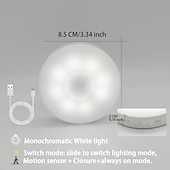olcso Puck Lights-8 led mozgásérzékelő led éjszakai lámpa intelligens kapcsoló érzékelő lámpa usb újratölthető akkumulátorral működő fürdőszobai éjjeli lámpa szoba folyosó hozzáféréshez fürdőszoba otthoni világítás