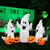 tanie Oświetlenie rekwizytów na Halloween-Dmuchane, oświetlone duchy i dynie na Halloween o długości 7 stóp, 3 dmuchane duchy z diodami LED do trawnika na podwórku wewnątrz, dekoracji halloween na zewnątrz