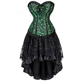 tanie Gotyk-Seksowny Retro / vintage Rokoko Krótki Mini Sukienka Gorset na biust gorset Żakard Koronka Z odsłoniętymi ramionami Strój na bal maskowy Damskie Halloween Karnawał Bal maskowy Studniówka Impreza