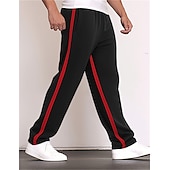 preiswerte Sweatpants-Herren Jogginghose Trainingshose Jogginghose Jogger Hose Hosen Jogginghose mit geradem Bein Kordelzug Elastische Taille Gerade geschnitten Farbblock Patchwork Komfort Atmungsaktiv Casual Täglich