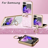 Χαμηλού Κόστους Samsung Θήκη-τηλέφωνο tok Για Samsung Galaxy Z Flip 6 Z Flip 5 Z Flip 4 Z Flip 3 Πίσω Κάλυμμα Φορητά Αντικραδασμική Κορνίζα Επιμεταλλωμένη Ουρανός Λάμψη γκλίτερ TPU PC Μεταλλικό